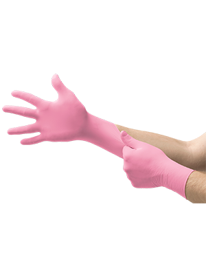 Ansell Micro-Touch NitraFree Powder & Latex Free Pink Nitrile Exam Glove Small